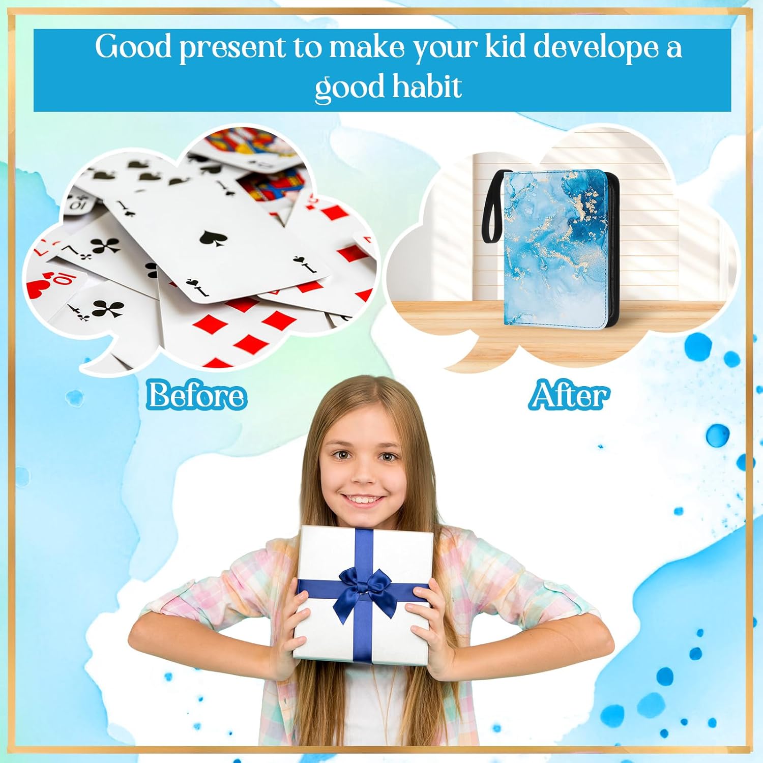 Card Binder 4/9 Pocket PU Waterproof Trading Binder Compatible with Mtg/ygo/tcg for 400/900 Portable Album Holder with Zipper Wristband Card Organizer