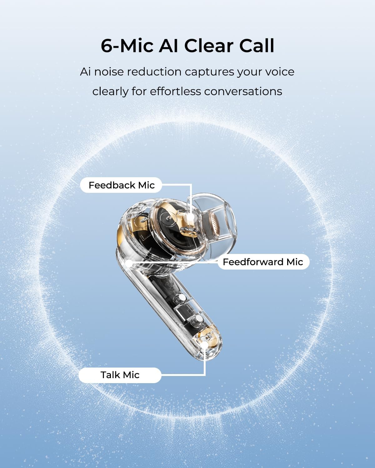 Hybrid Active Noise Cancelling Wireless Earbuds, 6 Mics AI Clear Calls, 12mm Drivers Deep Bass Stereo Sound, 30H Playtime, True Wireless Earbuds, Bluetooth 5.4 Ear Buds, Comfort Fit (White) - Image 3