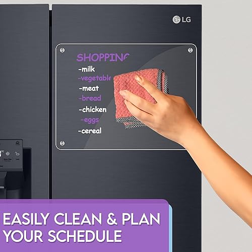 Miniatura 4 de VuseOne - Calendario mensual acrílico magnético y tablero de notas en blanco - Juego de 2 piezas con 6 marcadores - Soporte para marcadores y paño