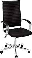 Amazon Basics Ergonomic High-Back Office Chair with Lumbar Support, Adjustable Height, Faux Leather, Black - 275 lb Capacity