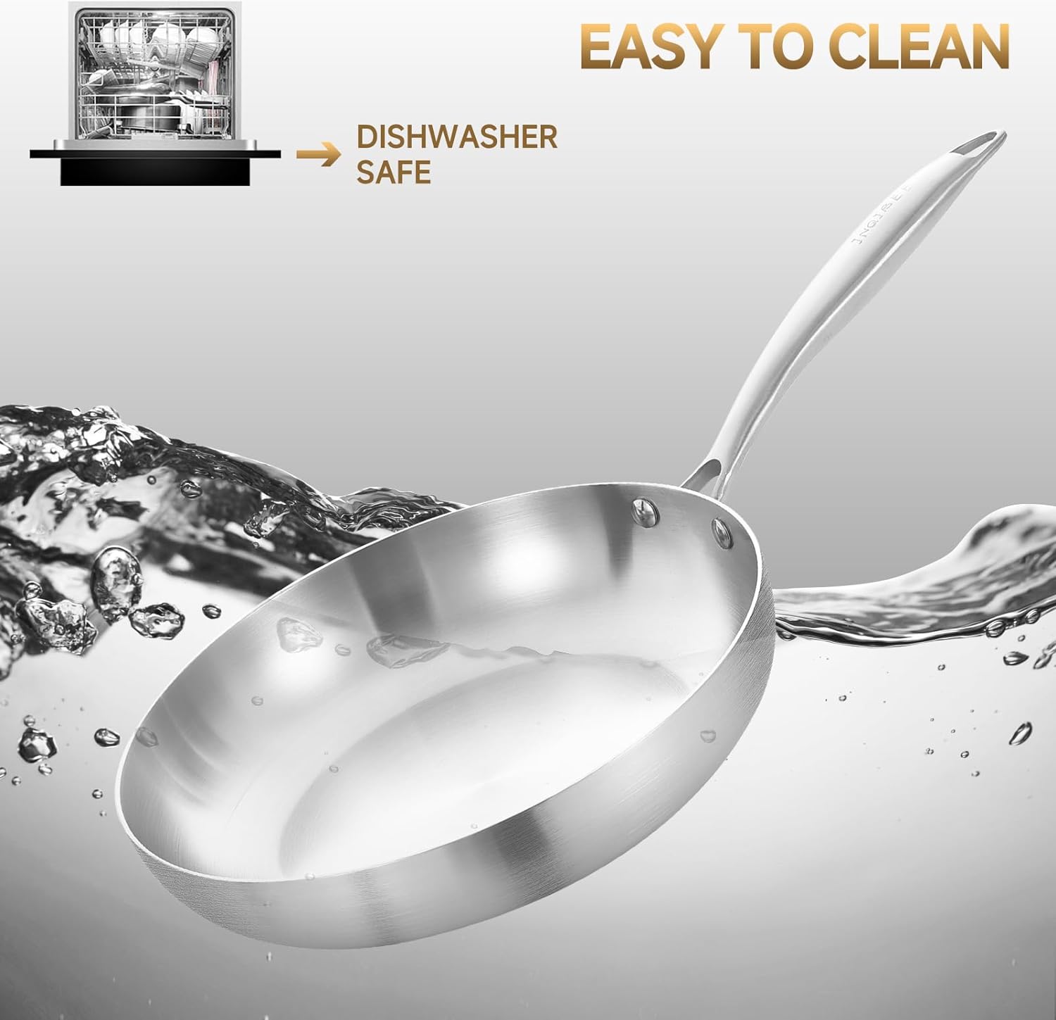 LOLYKITCH 8.5-10 Inch Tri-ply Stainless Steel Frying Pan Set,Skillets,Induction Chef's Pan,Heavy Duty,Dishwasher and Oven Safe,Riveted Handle - Image 7