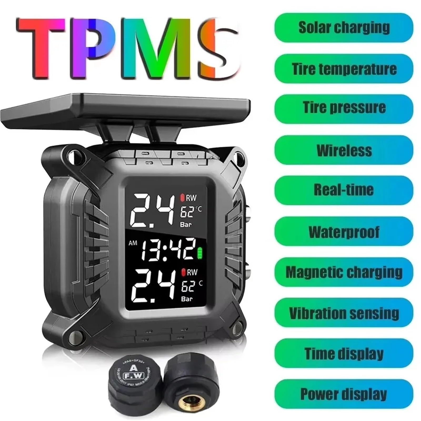Monitor ciśnienia w oponach TPMS motocykla Bezprzewodowy system monitorowania ciśnienia w oponach Czujnik temperatury opon System alarmowy(M5 Charge)