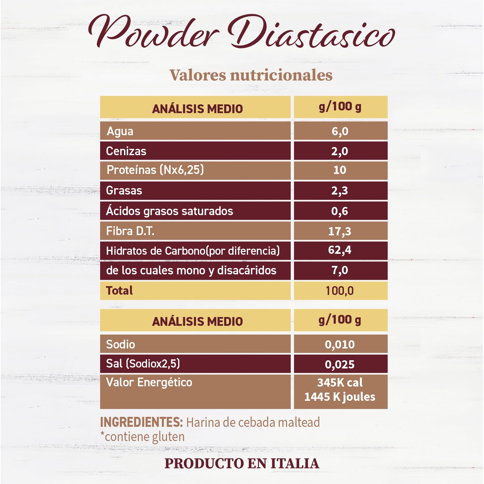Malto Attivo Powder 1.5 kg Harina de Malta de Cebada Diastásica para Panificación 14.000 Unidades Pollak Made in Italy