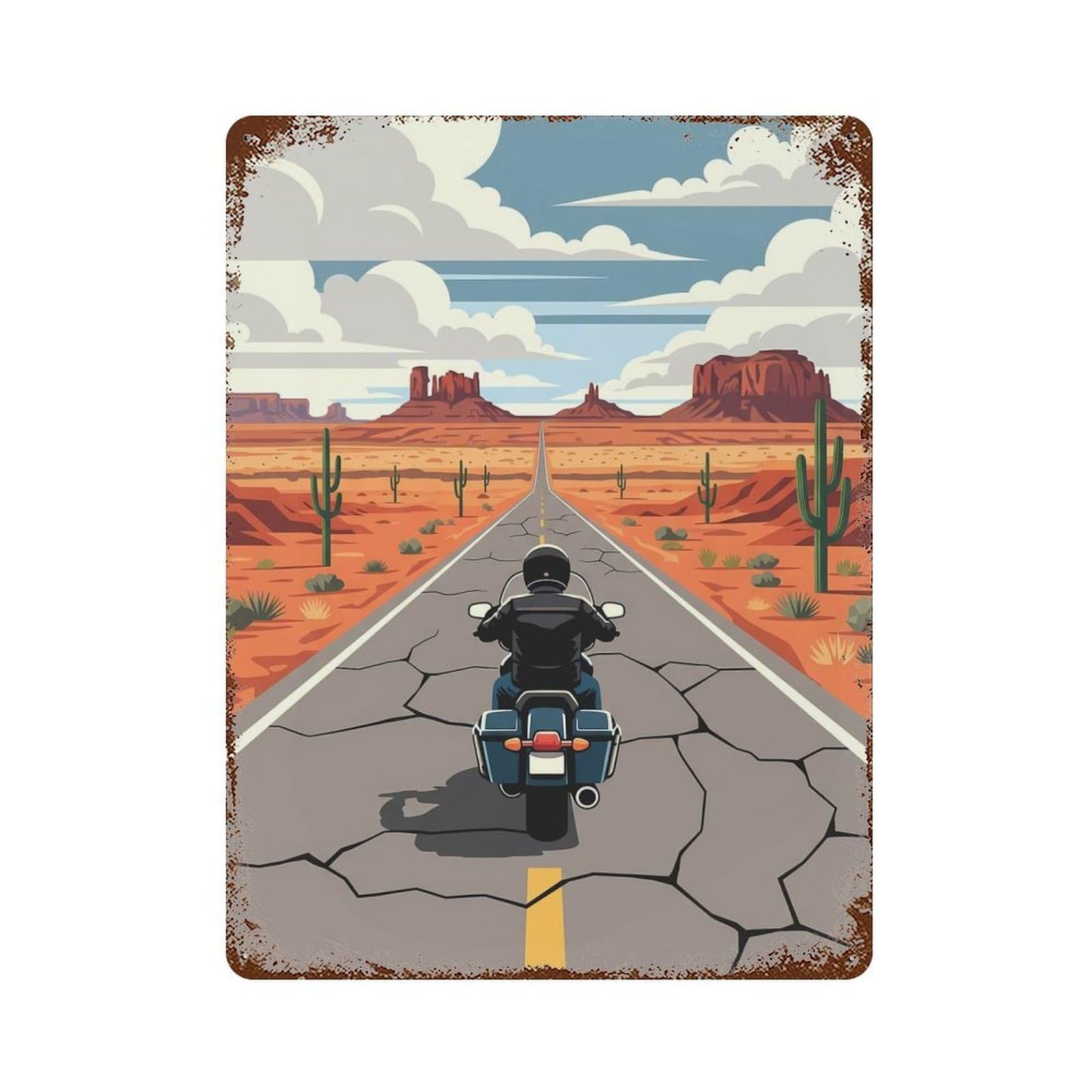Motorcycle Ride Retro Metal Sign 15.7"x11.8", Farmhouse Wall Decor for Garage, Pub Or Kitchen