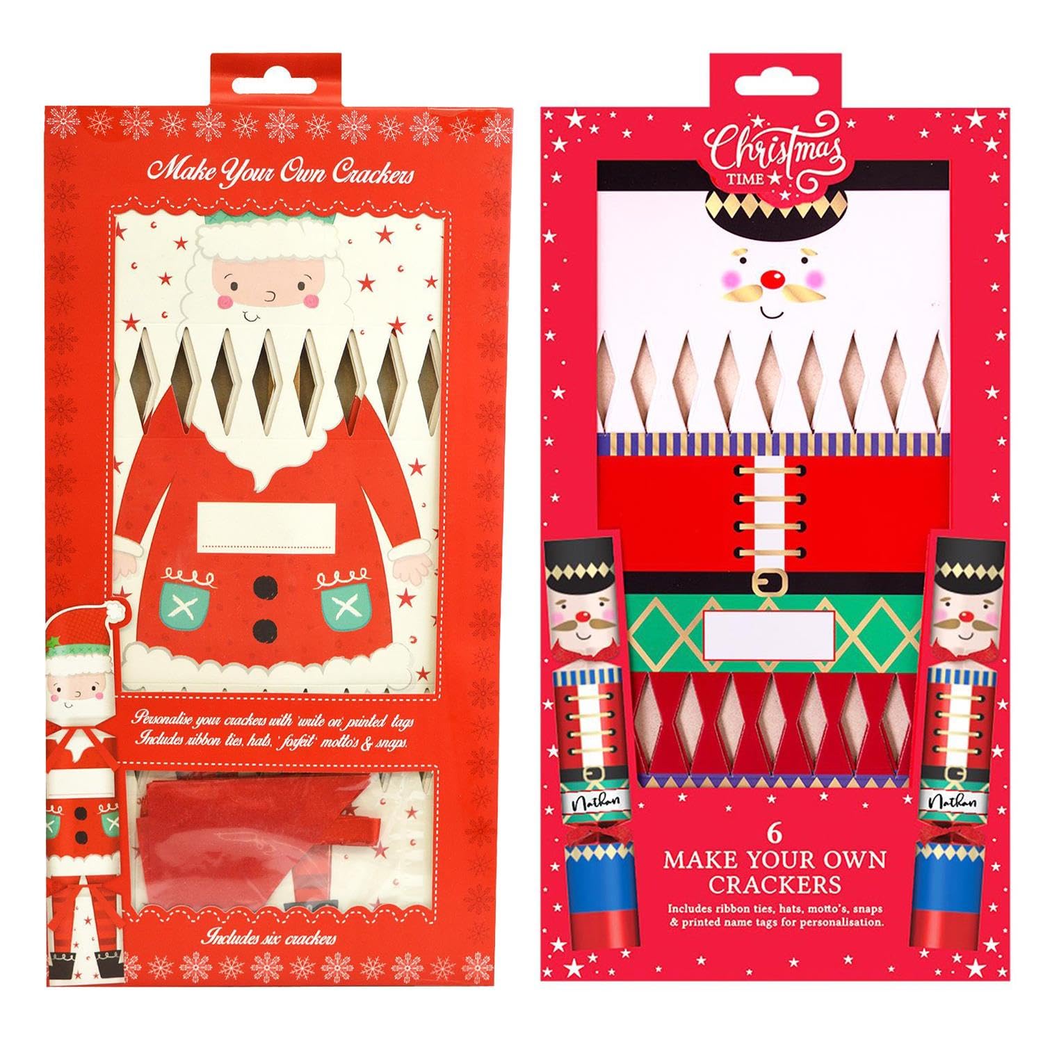 YöL Set of 12 Make Your Own Christmas Crackers - Santa, Nutcracker, DIY Fill Your Own Personalised Xmas