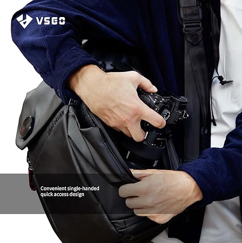 Miniatura 4 de VSGO Mochila para cámara impermeable, compartimento para laptop de 15.6 pulgadas, Negro -, Ciudad