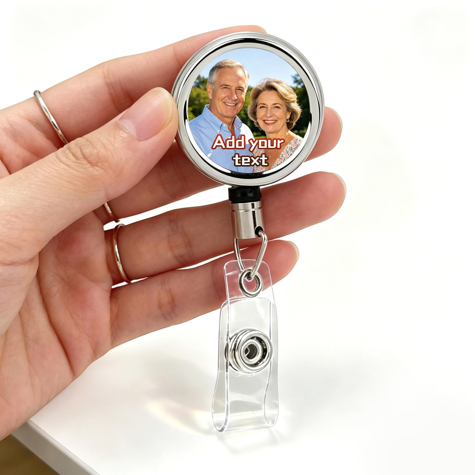 Custom Retractable Badge Reel, Personalized Funny Photo Text ID Badge Holder with Clip, Name Tag Reel Gifts for Nurse Medical Teacher Office Staff Cat Pet Lovers (Badge Reel 3)
