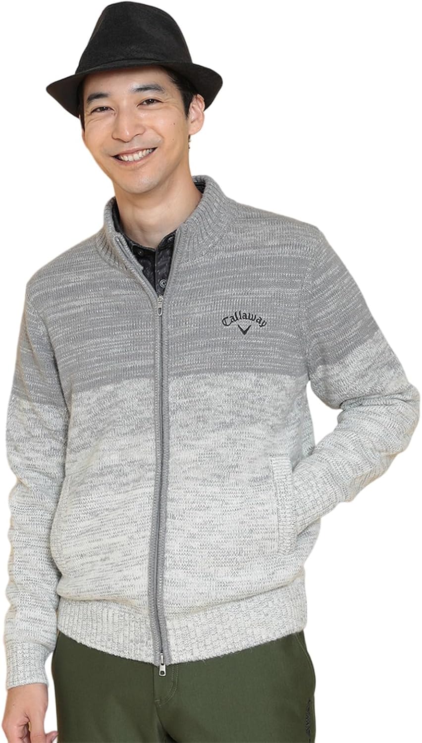 Amazon.co.jp: [キャロウェイ] メンズ フルジップニット (メランジ