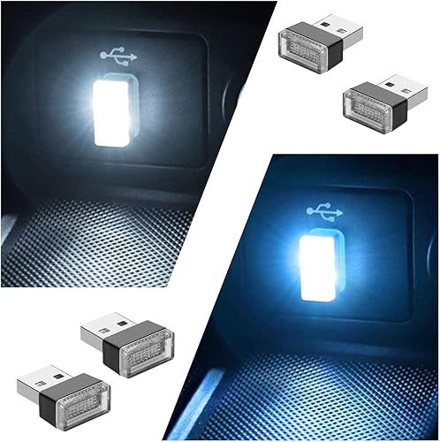 4 lámparas LED USB para el interior del automóvil, mini luz nocturna LED portátil, kit de iluminación ambiental de interfaz USB enchufable,