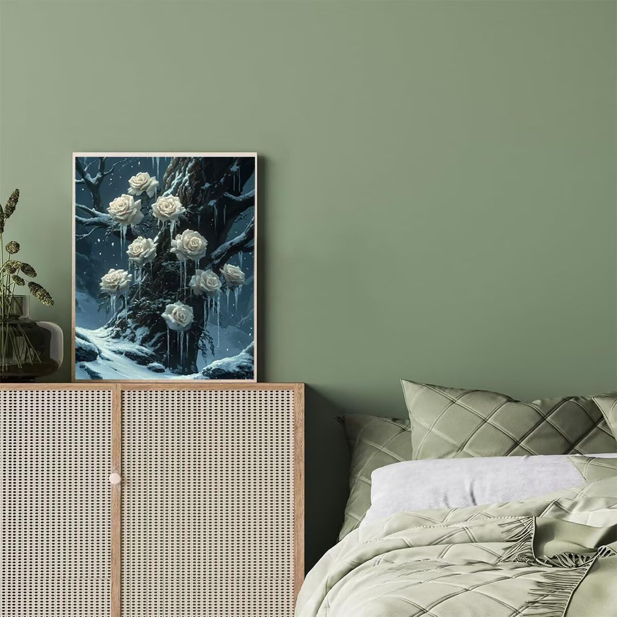 Dipingere con i Numeri Fiore, Paint by Numbers Adulti Nevicare, Fai da te Creativi Adulti Quadri da Dipingere Numerati Kit per Decorazione Della Parete di Casa, Regalo 70x95 cm Senza Cornice 69-O