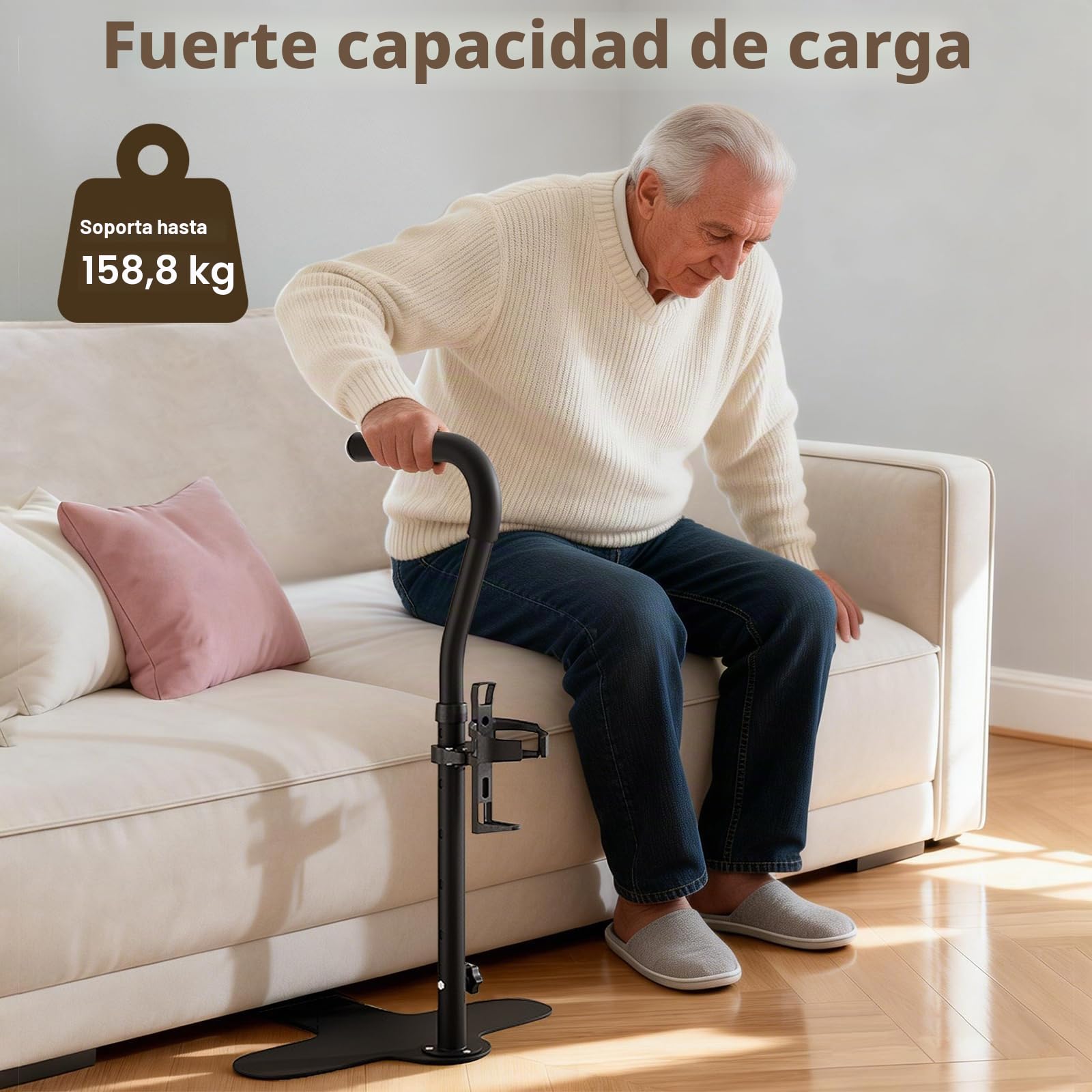 LIROPAU Soporte para levantarse para personas mayores con soporte para bebidas, 6 alturas de altura ajustable, ayuda para levantarse de la silla de sofá para personas mayores, ayuda a la movilidad