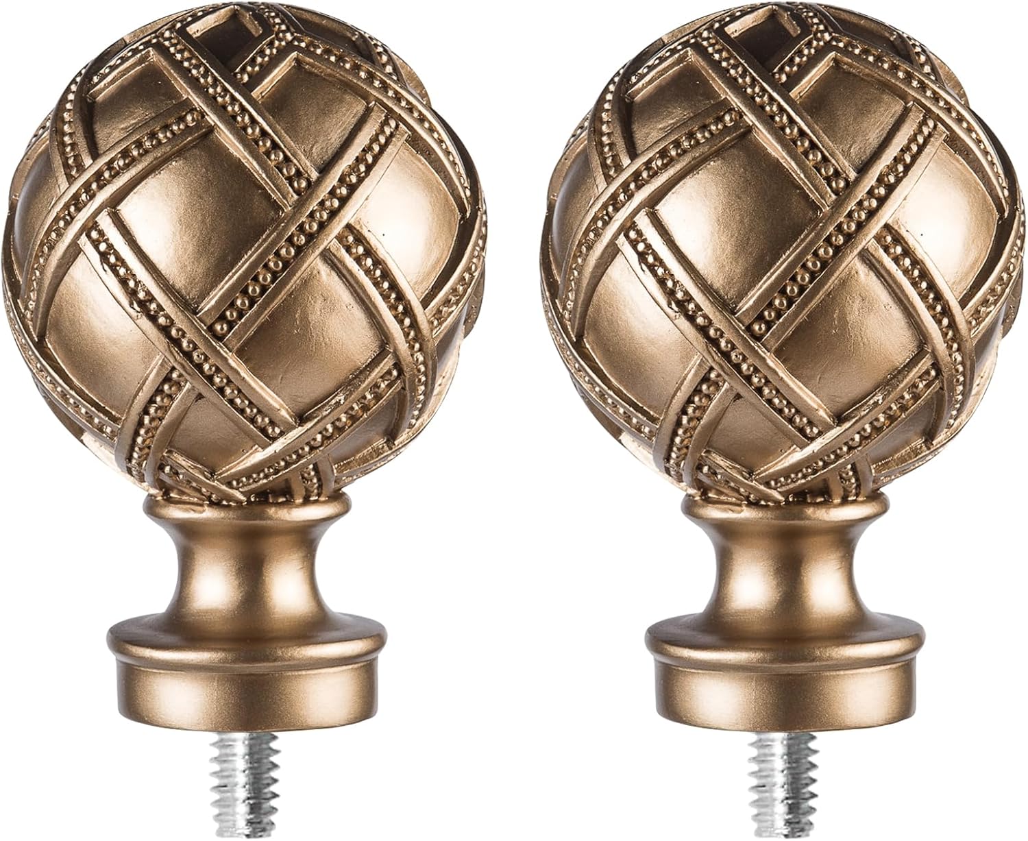 Ycolnaefllr Round Replacement Finials for 1 and 7/8 Inch Curtain rods- M6 Screw Window Treatment Finials ?Gold Retro Classic Mesh Finials, Warm Gold