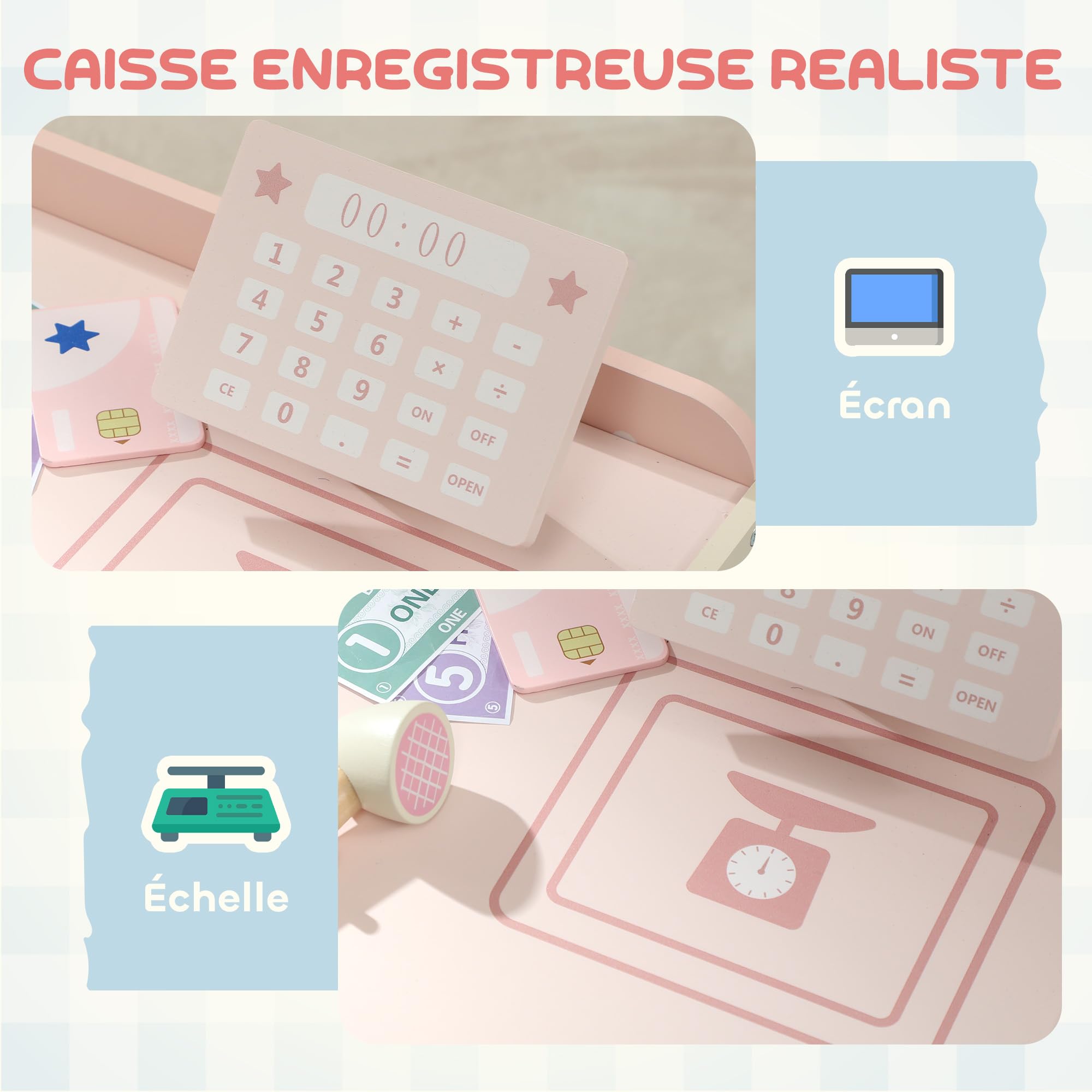 AIYAPLAY Supermercato Gioco per Bambini con registratore di Cassa 3+ Rosa