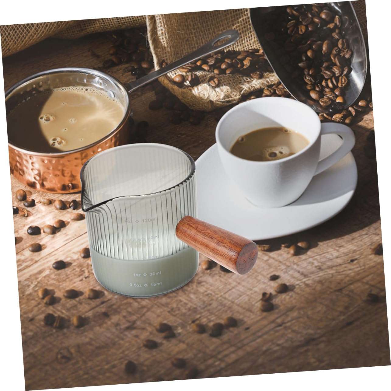 Garneck 8 Pz tazza di latte tazza caffe tazza trasparente Misurino per liquidi tazza crema tazzine da espresso contenitore per la crema del tazza di con design in scala legno