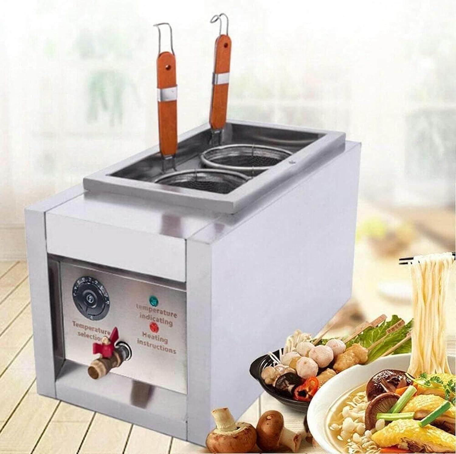 Noodle Boiler, Pasta Noodle Cooker with Filter, 2 Cup Rapid Noodles Cooker, Commercial Noodle Cooking Machine, Cook at Same Time-1