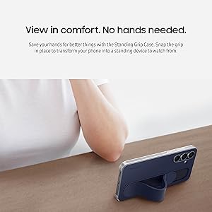 SAMSUNG Galaxy S25 FE Standing Grip Phone Case, Protective Cover with Stand, Hands Free, Secure Grip, Soft, Comfortable Design, US Version, Black