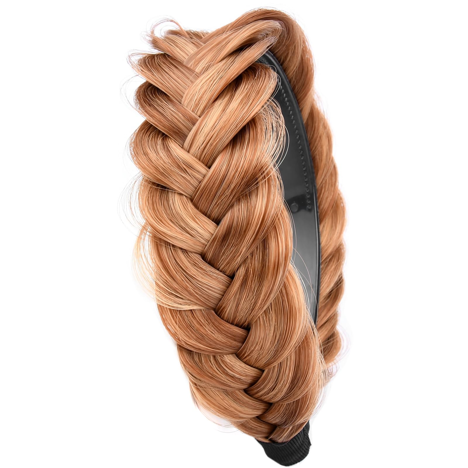 BOBIYA Wide Braided Headband with Teeth Braid Headbands With Teeth for Women Braided Hair Headbands with Tooth (Strawberry Blonde)