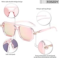 Vista 98 de Feisedy - B2622 - Lentes de sol estilo aviador, cuadrados, clásicos de los años 70, unisex, con montura clásica retro y elegante, UV400 Marco