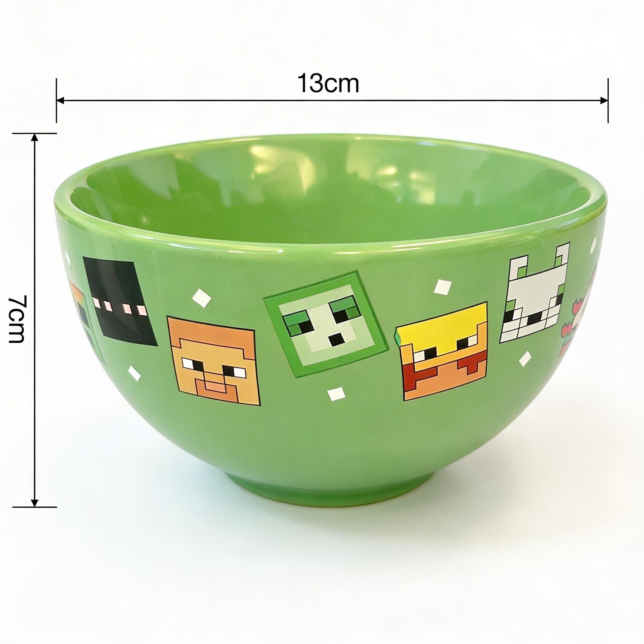 HOX Minecraft - Cuenco de cerámica verde para sopa y cereales | Cuencos profundos para desayuno | Tazones para avena, helado, fideos y ensalada, regalo para fanáticos y coleccionistas de Minecraft |