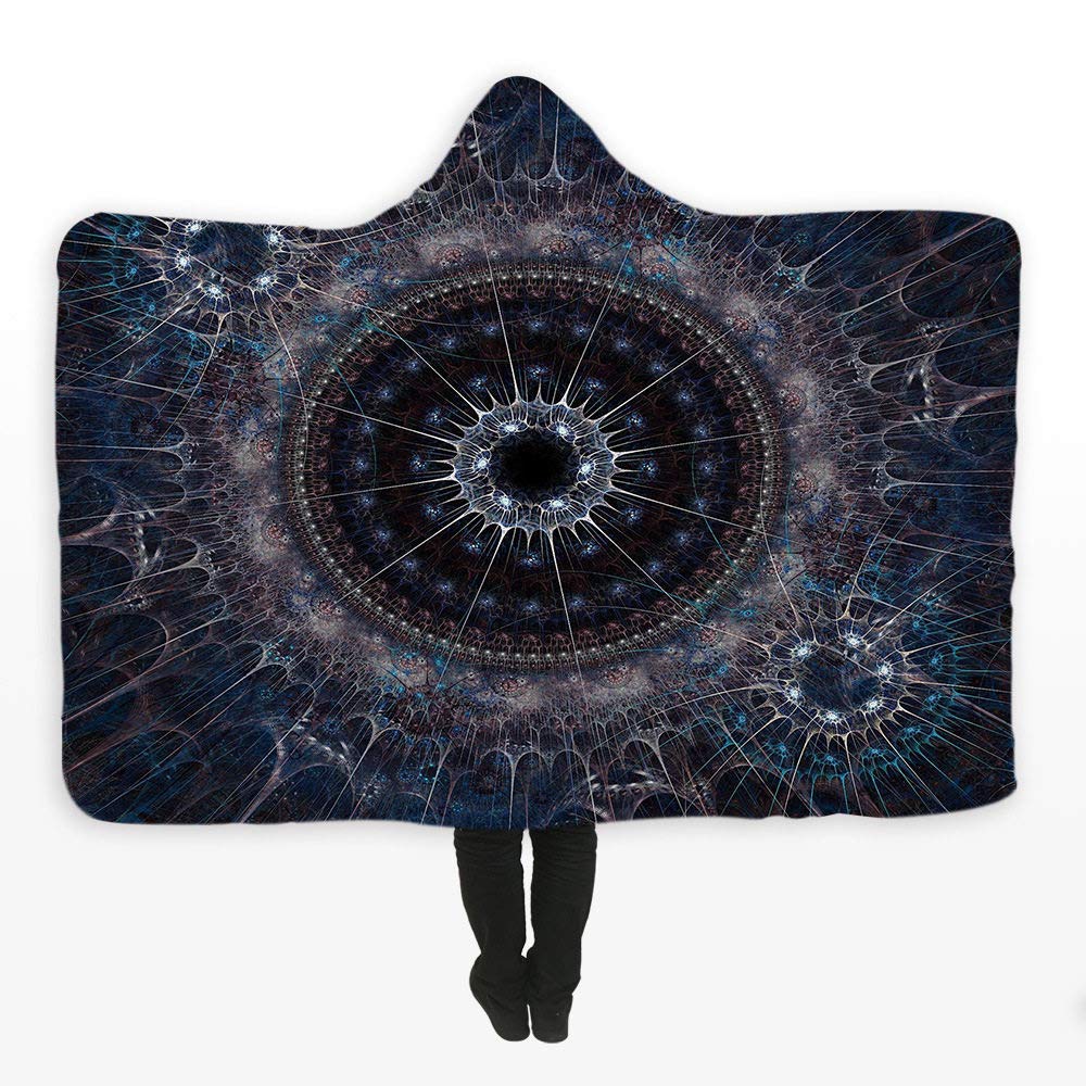 Couverture à capuchon Sherpa 150x130 cm avec impression unique en peluche douce pour pause déjeuner
