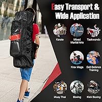 Vista 8 de GYMAX Saco de boxeo para niños, saco de boxeo prellenado con guantes de boxeo, envolturas de mano y bolsa de transporte, saco de boxeo pesado