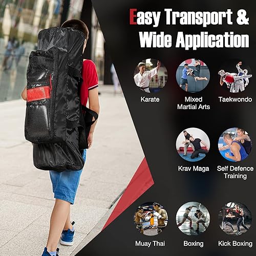 Miniatura 8 de GYMAX Saco de boxeo para niños, saco de boxeo prellenado con guantes de boxeo, envolturas de mano y bolsa de transporte, saco de boxeo pesado