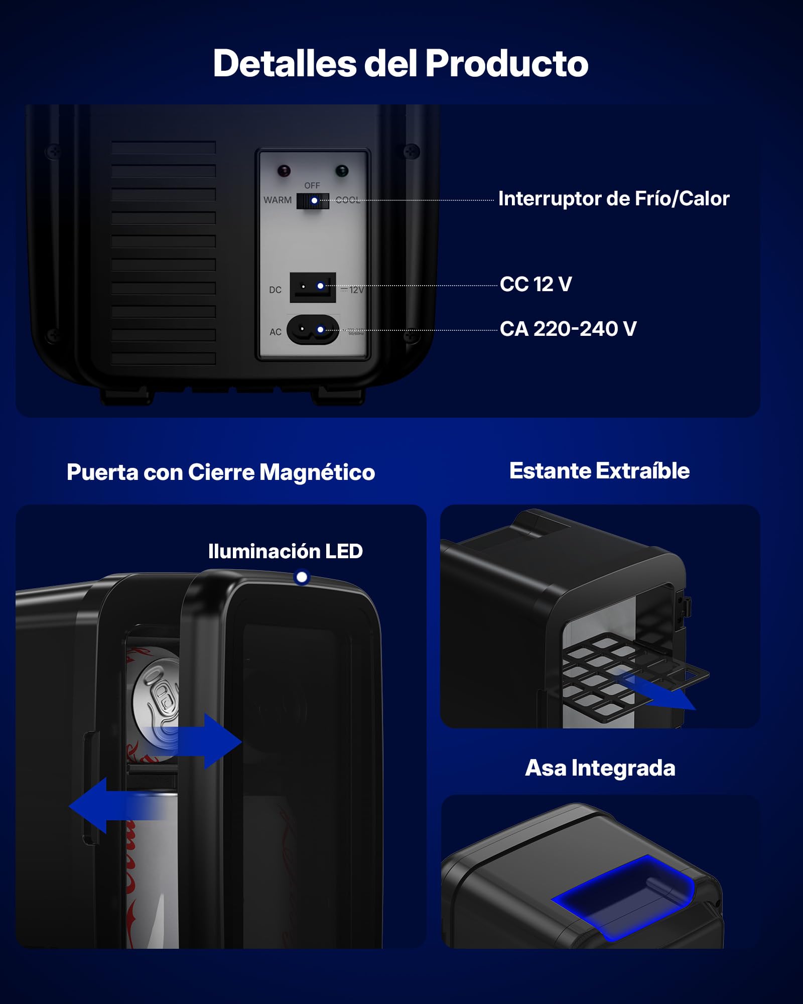 Upstreman Mini Nevera 4L/6 Latas, Silenciosa, Mini Frigorifico LED de 7 Colores,Refrigeración & Calefacción, 12V/220V, Nevera Pequeña para Bebidas y Cuidado de La Piel, Serigrafía de Fútbol, TR4-F