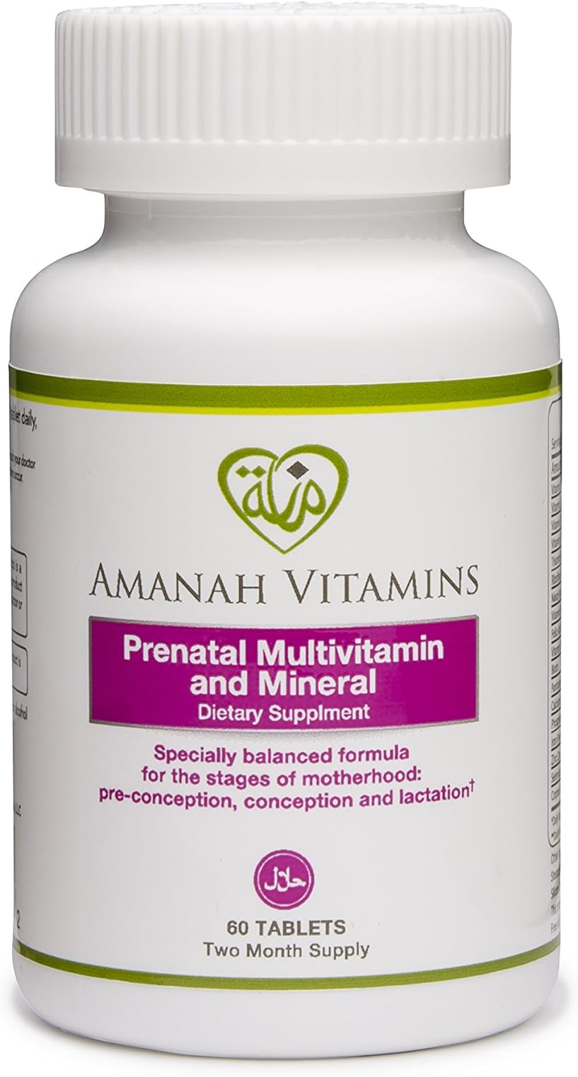 AMANAH Vitamins - Prenatal Multivitamin & Mineral - Halal Vitamins - 60 Tablets