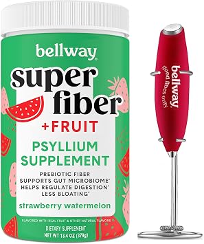 Bellway Super Fiber Powder + Fruit, Strawberry Watermelon Electric Frother Bundle