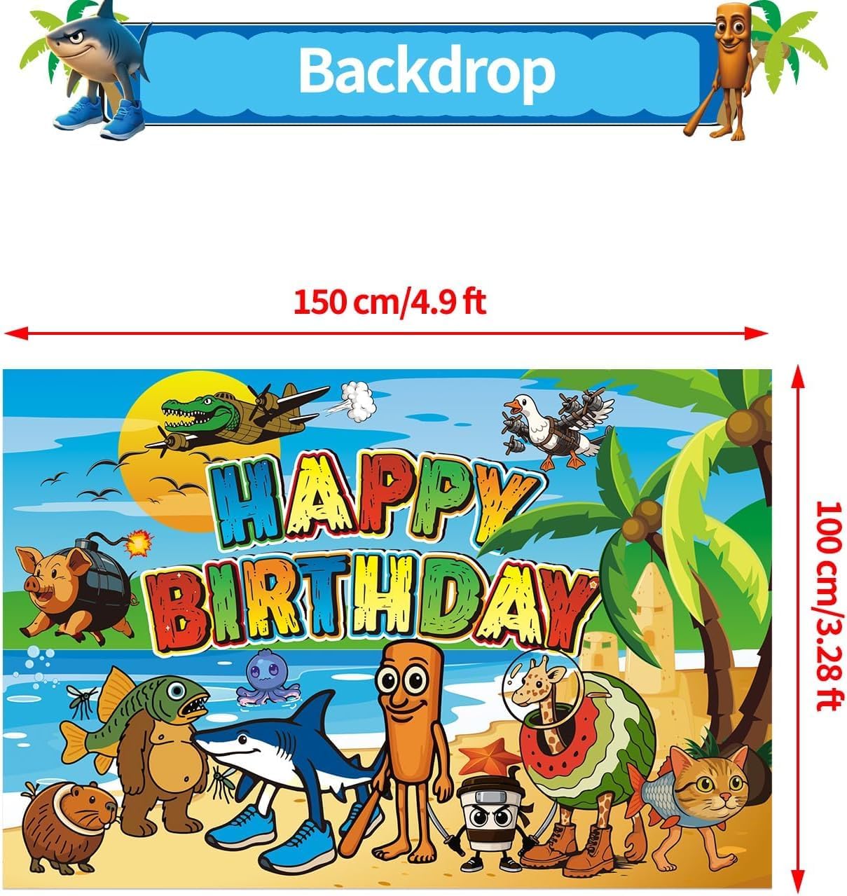 Italian Brainrot Birthday Party Decorations Happy Birthday Banner,Tralalero Tralala Birthday Decorations image 3