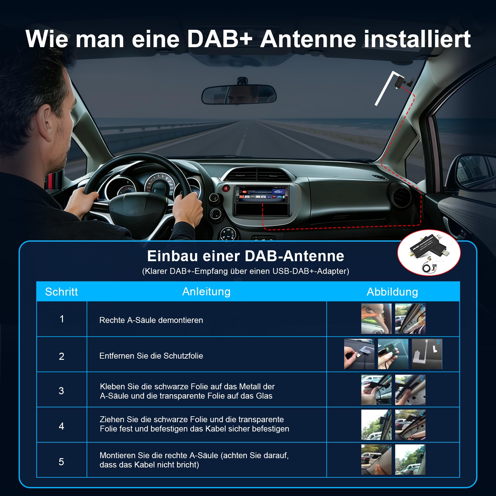 Android Autoradio 1Din mit Bildschirm,Wireless CarPlay & Android Auto Radio Touch Display mit Bluetooth Navi WiFi,FM/AM/RDS Radio
