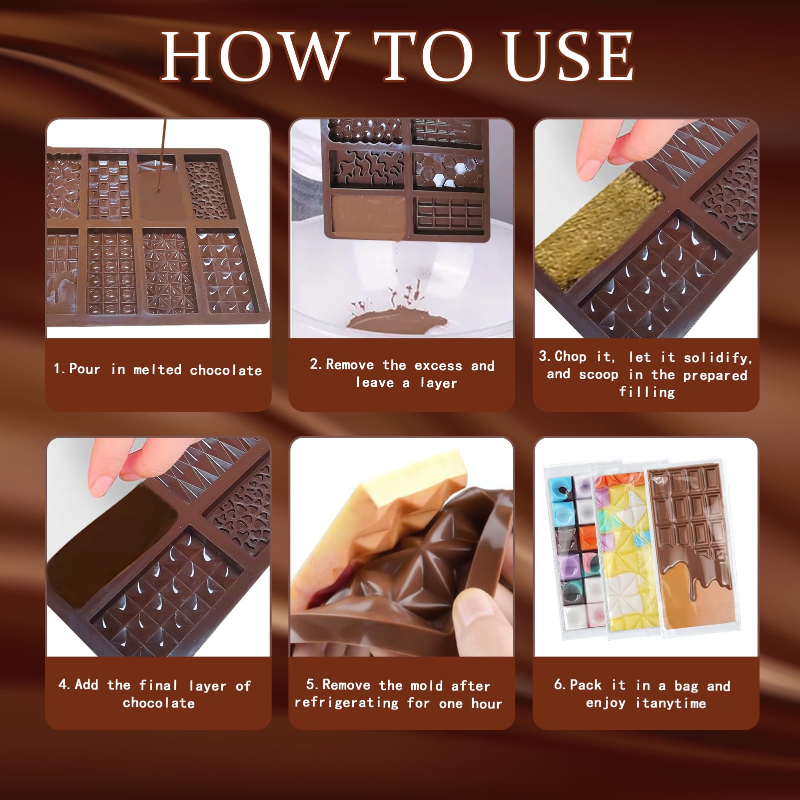 Stampo Per Cioccolato In Silicone | 10 Tavolette | Antiaderente | Per Cioccolato Fai Da Te - Foto 5