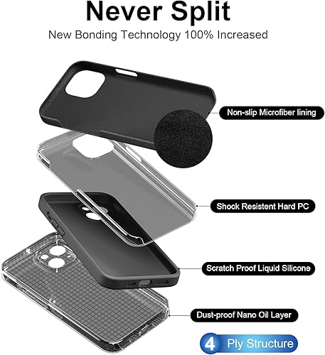 Miniatura 7 de ULuck Funda compatible con iPhone 13, funda de silicona 13 con protector de pantalla de vidrio templado, cuerpo completo, a prueba de golpes, forro