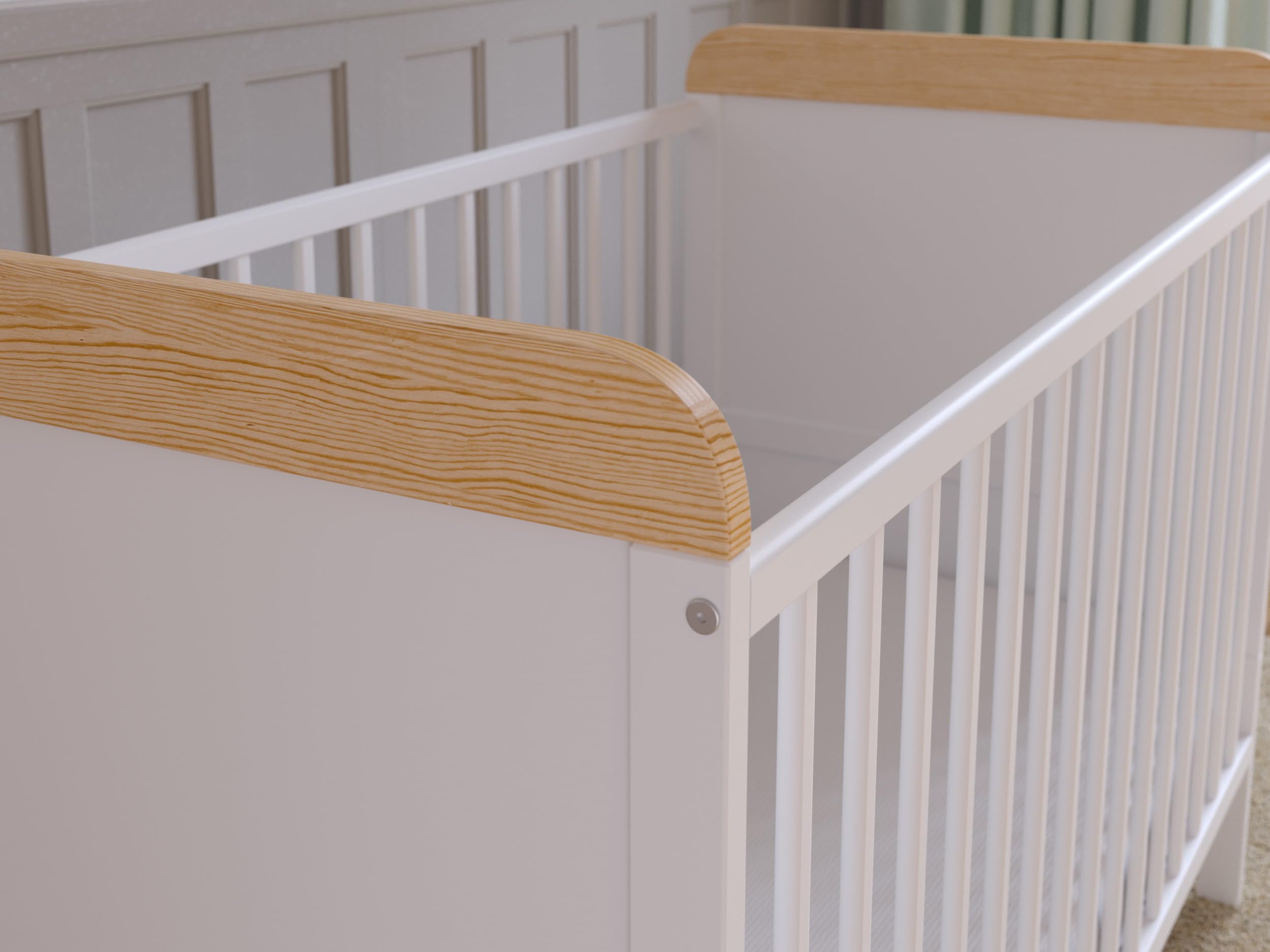 Love For Sleep Culla Neonato Con Materasso 120x60 cm Bianco-Pino, Lettino Neonato Legno Completo - Lettino Bambino 0-3 Anni, Culla Lettino Neonato Trasformabile