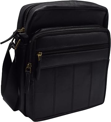 Genuine Leather Messenger Bag for Men Crossbody Shoulder Bag Fit Cell Phone Purses Wallet iPad Tablets