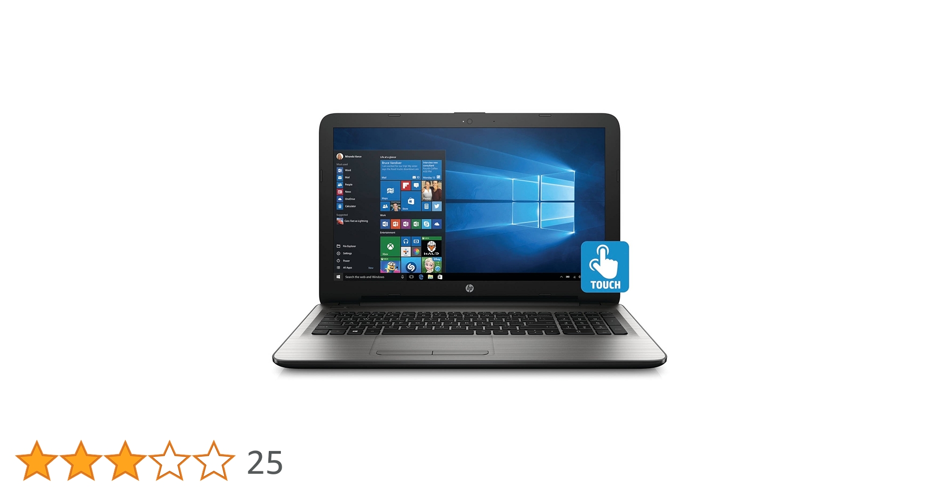 Notebook HP 15-ay041wm Touchscreen Intel Core i3-6100U 2.3GHz 8GB