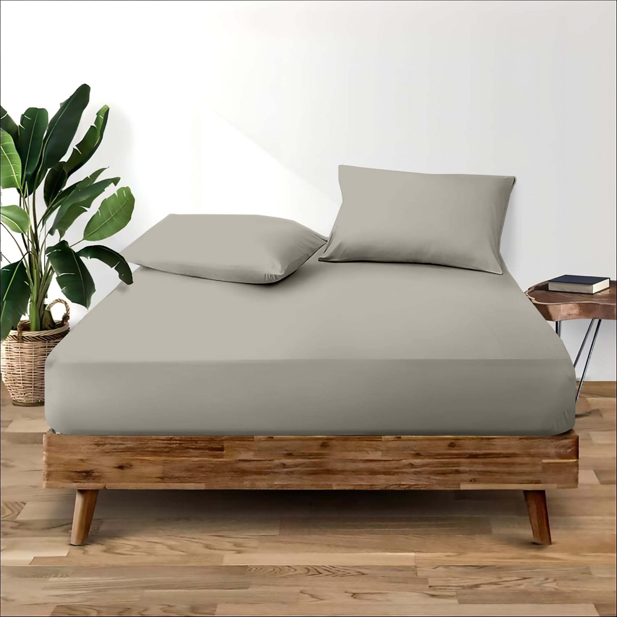 Cotton Comfort Bedding Single Fitted Sheet Deep 35cm for Single Bed 100% Egyptian Cotton 400 Thread Count Fitted Bed Sheets Single Comfortable & Breathable Super Soft Bed Sheets
