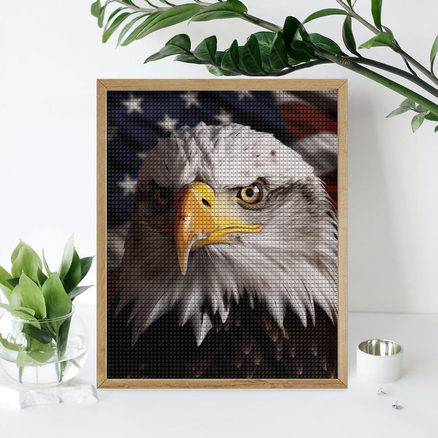 America Flag and Eagle Diamond Art Kits for Adults Diamond Art Diamond Painting DIY 5D Diamond Painting Kit Diamond Painting Kits for Adults Gem Art Square Diamond Art Full Drill 16"x20"