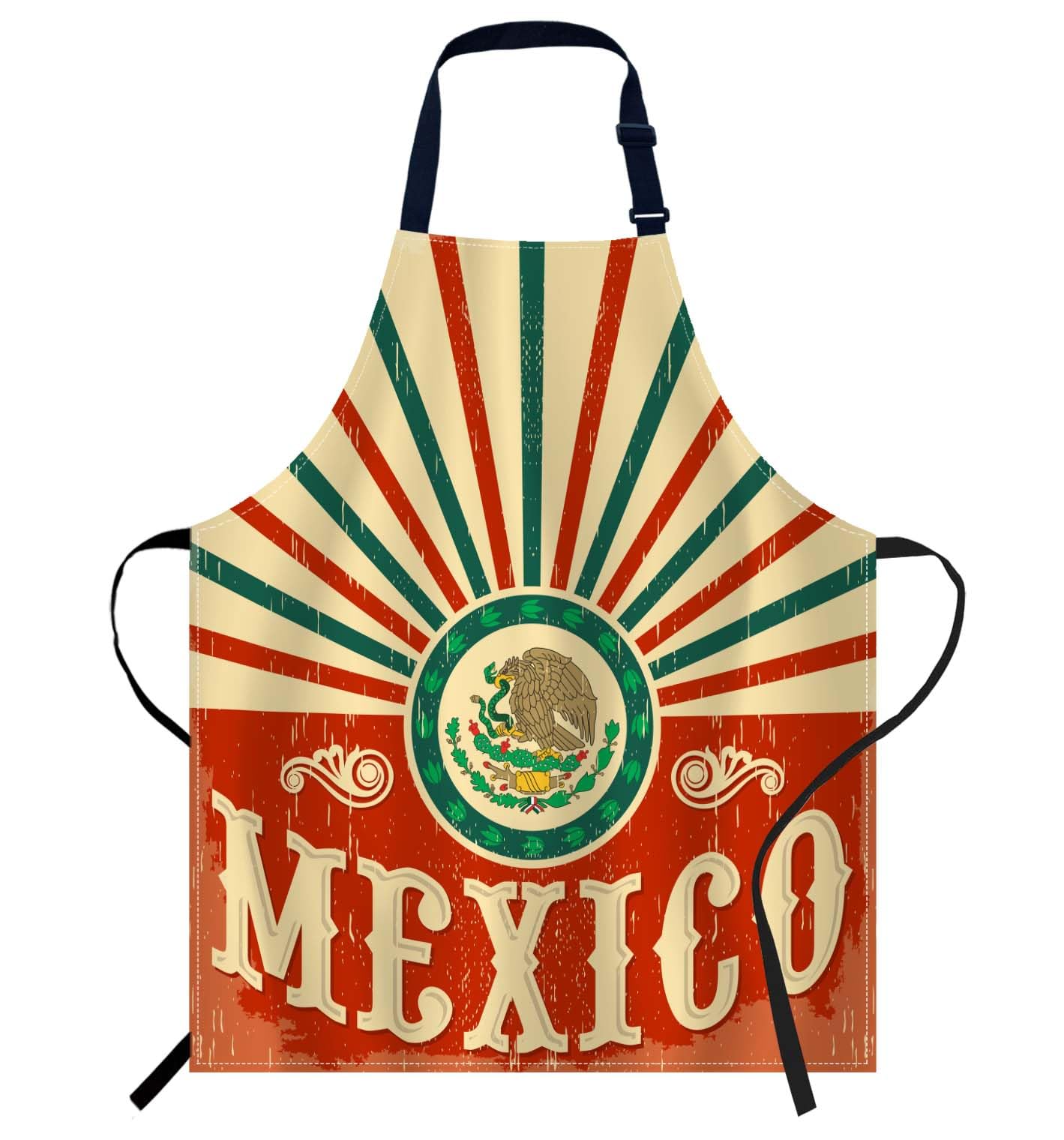 oFloral Mexico Vintage Patriotic Design Apron Adjustable Bib Chef Aprons Cooking Apron Unisex Women Men Aprons Perfect for Home Kitchen, Baking,