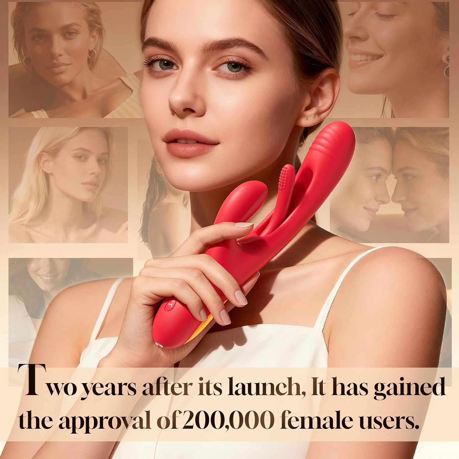 Rabbit Dildo Vibrator Sex Toys - LOVENOTE G Spot Vibrador Massager for Women Clitoral Nipple Stimulation, 3 in 1 Sex Toys with 14 Vibration & 7 Tongue Licking Flapping, Aurieel Adult Product (Red)