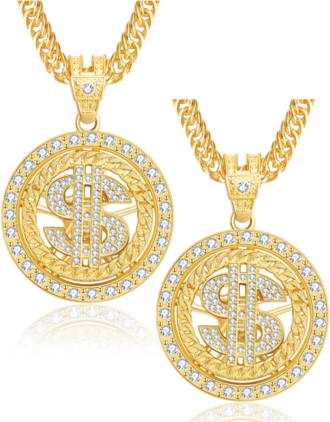 Gold Necklace Fake Dollar Sign Necklace 2PCS Money Chain Fake