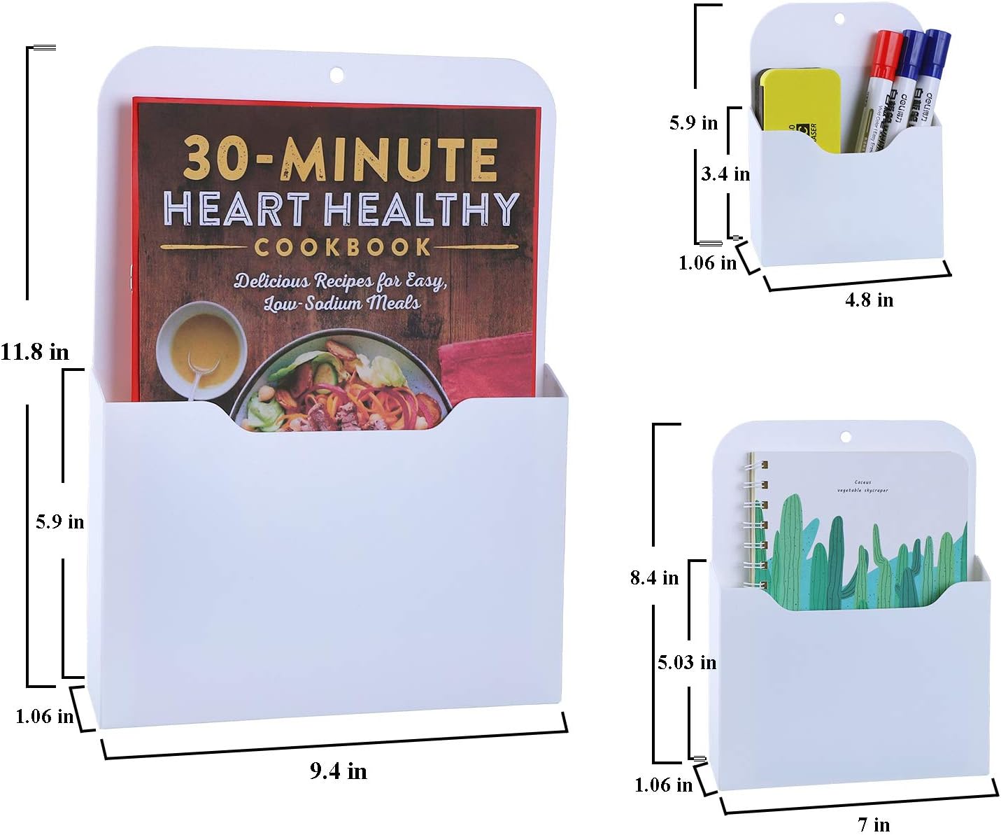 3 Pack Magnetic File Holder Magnetic Wall File Organizer Refrigerator Storage Pocket Mail Planners Case for Whiteboard, Refrigerator, Metal Locker, L/M/S Size