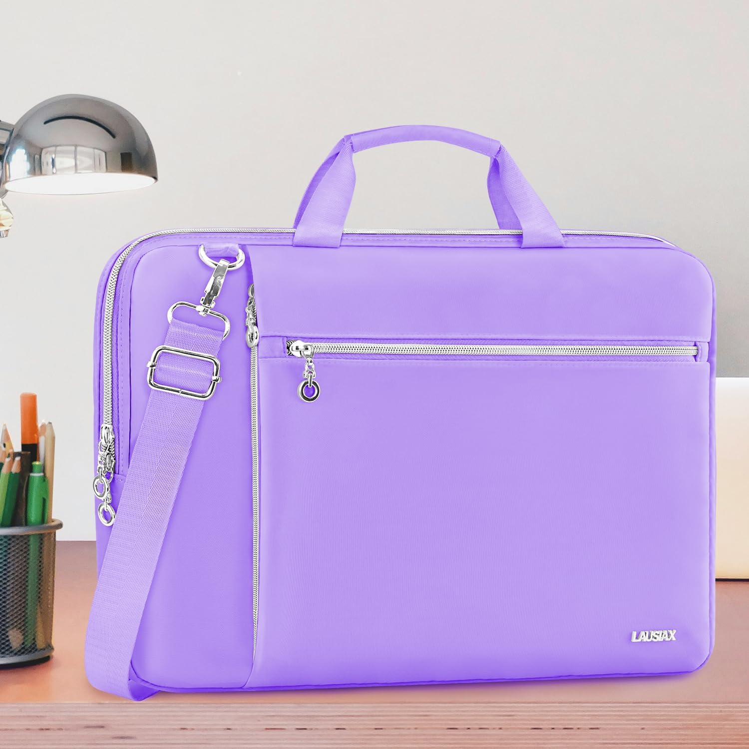 Laptop Case Bag Women Men Computer Sleeve Compatible with MacBook/Dell/HP/Acer/ASUS/LG, Waterproof Shoulder Carrying Briefcase, Purple, 15.6-16 Inch - Image 3