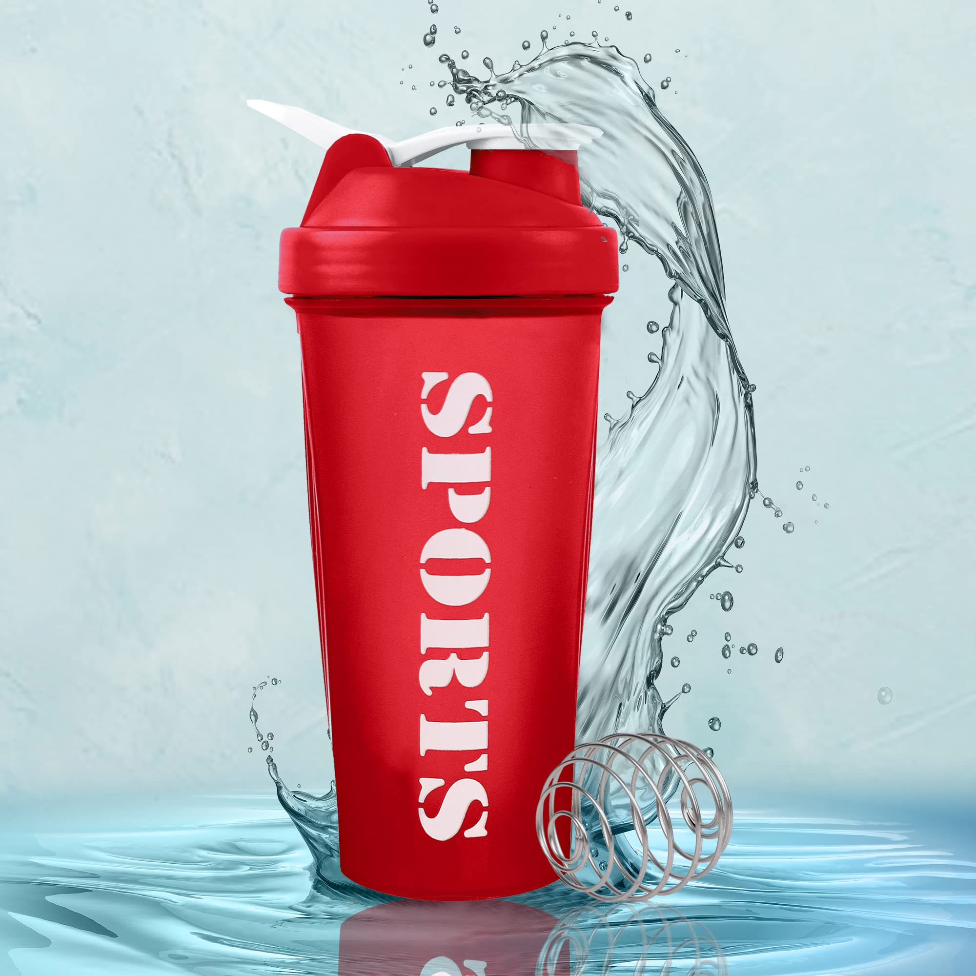 Gym Shaker Bottle, Shaker Bottles for Protein Shake, Bpa Free Material,100% Leak Proof and Food Grade,600ml (Red)-image-48