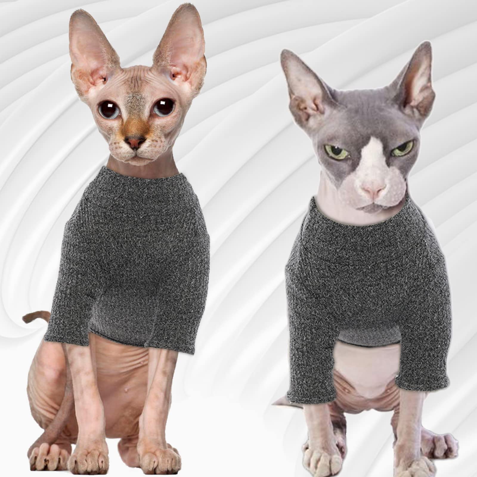 DENTRUN Sphynx Cat Clothes Hairless Cat Outfit Kitten Jumper Breathable Cat Onesie Turtleneck Sweater Adorable Cat Clothing Vest Pajamas Jumpsuit - Image 2