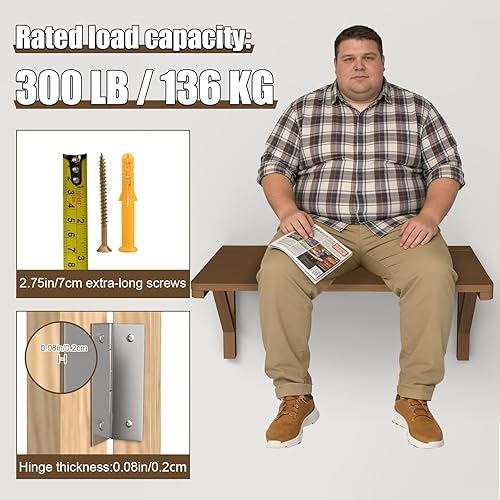 Miniatura 25 de MM MELISEN Mesa plegable montada en la pared, de madera blanca de 37.4 x 21.6 pulgadas, ahorro de espacio, para lavandería, cocina, dormitorio. Se