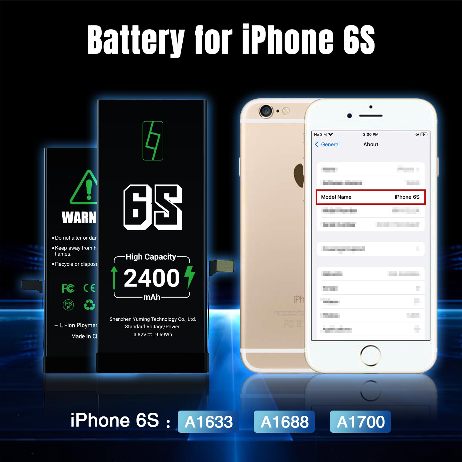 Batterie IPhone 6S 2400mAh - Kit Remplacement Complet Avec Outils - Autonomie Prolongée
