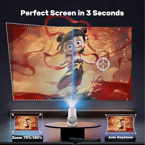 Miniatura 6 de Apto para niños y ancianos Mini proyector ignífugo con WiFi y Bluetooth, Futuzen 1080P compatible con 300 lúmenes proyector portátil para acampar