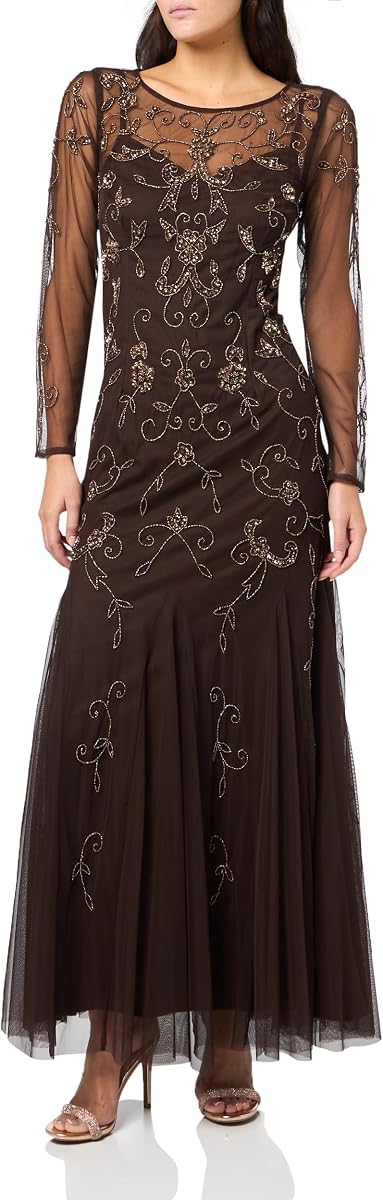 Adrianna Papell Women's Bead Long Sleeve Dress