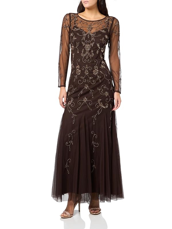 Adrianna Papell Studio Women's Bead Long Sleeve Dress, Chocolate, 18 by Adrianna Papell - Used condition - US$145.51